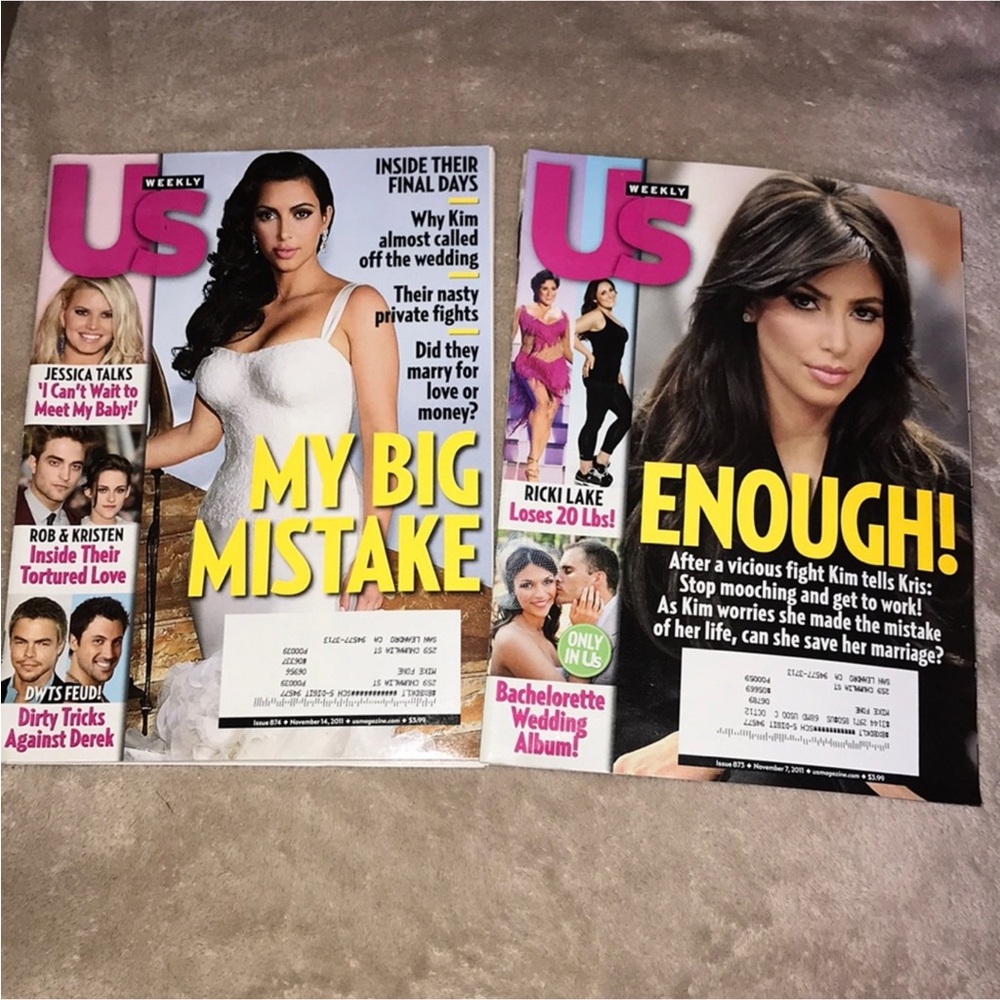US Weekly Magazines Featuring Kim Kardashian November 2011 bundle of two